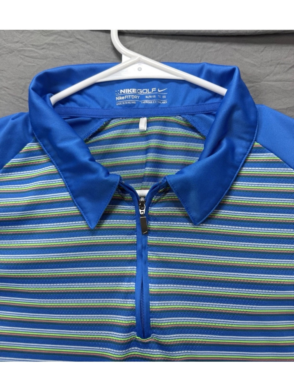 Nike Golf Women’s Fit Dry Quarter Zip Polo Shirt Blue Striped Xtra Large